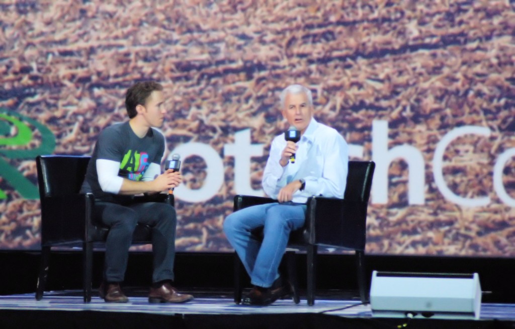 Craig Kielburger discusses food security with Potach Corp. president Bill Doyle.