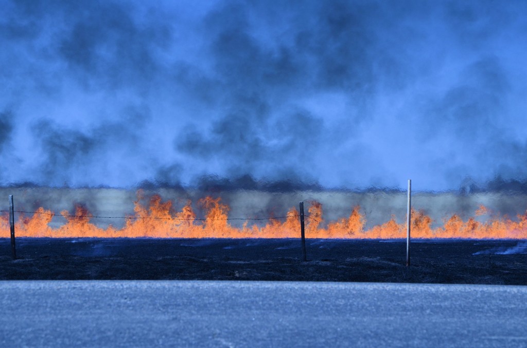 fire near Highway 14, east of Unity SK
