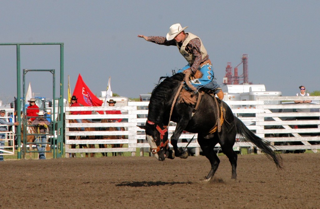 bronc riding at Unity rodeo