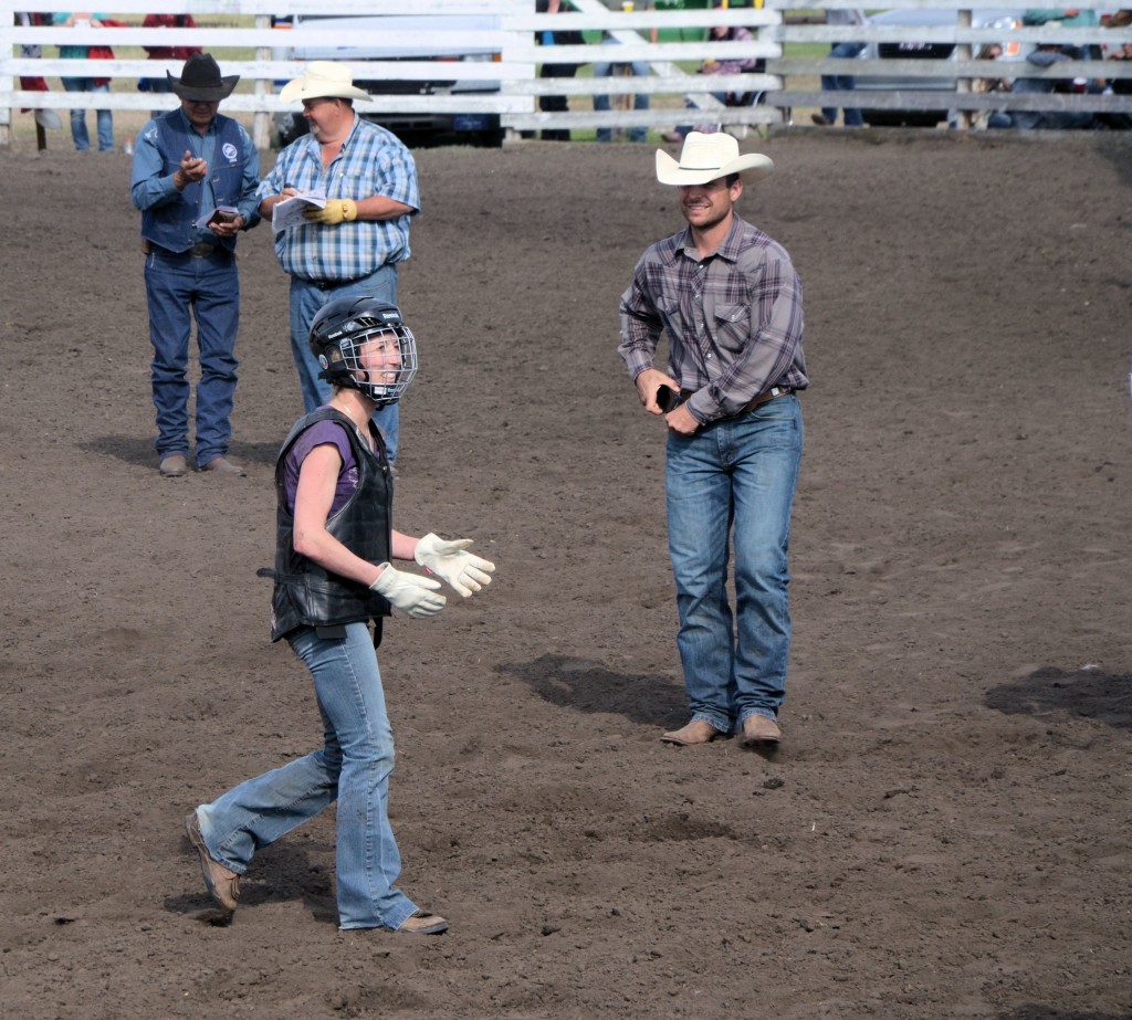 All smiles even after being bucked off!