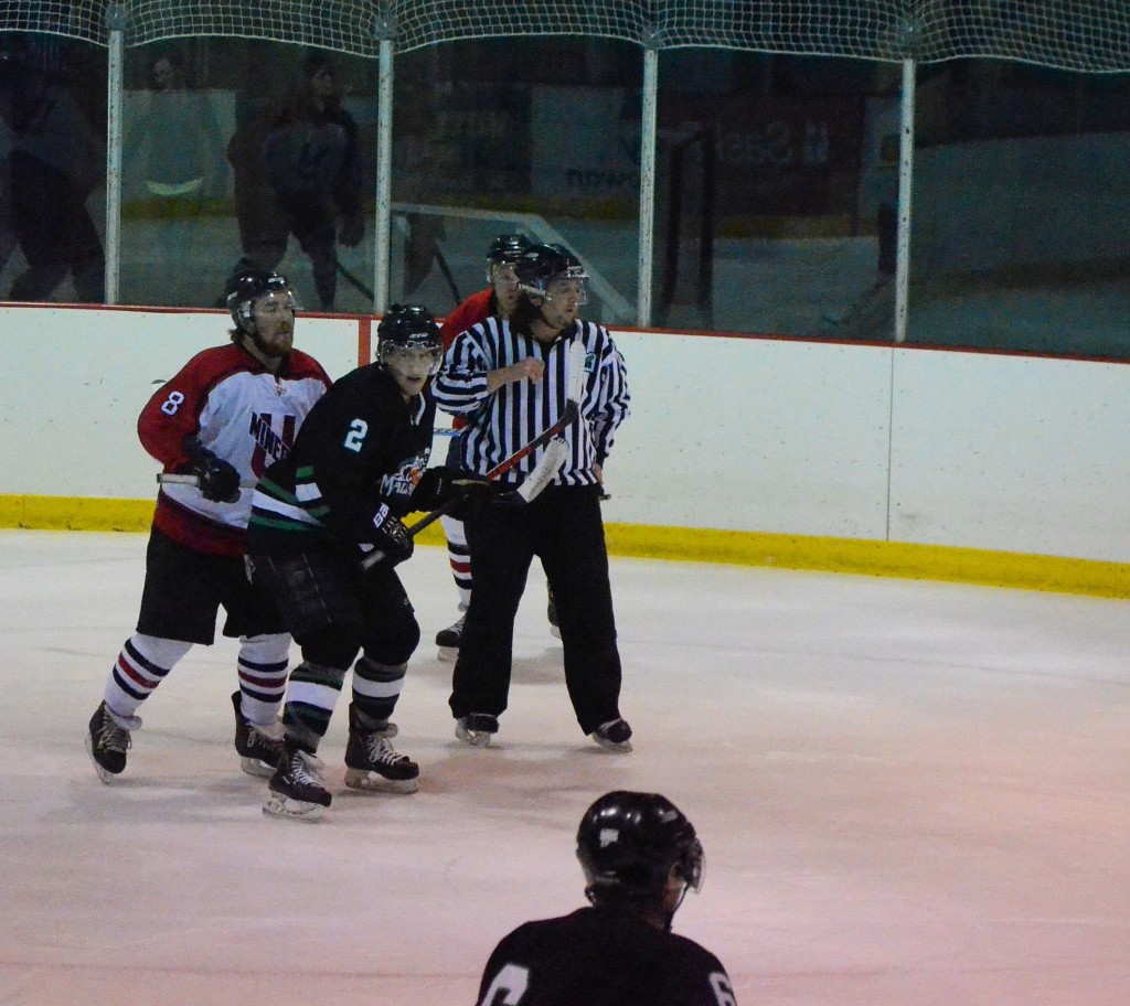 swhl mallards v miners after faceoff